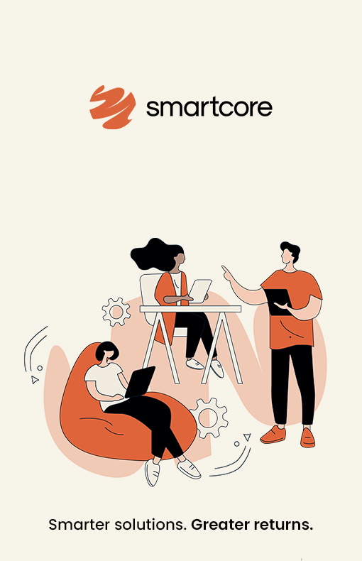 Orange-themed design of a person sitting with a laptop